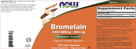 Vue des capsules de bromélaïne NOW Foods