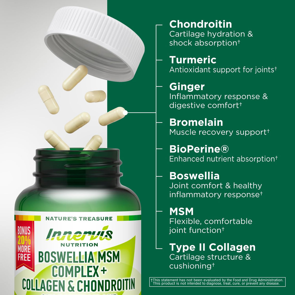 Vue des capsules de Complexe Boswellia MSM dans une main
