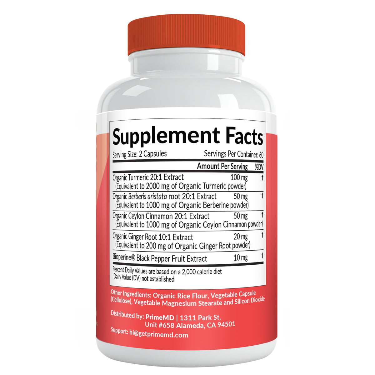 Vue des capsules de Curcuma 5-en-1 avec ingrédients listés
