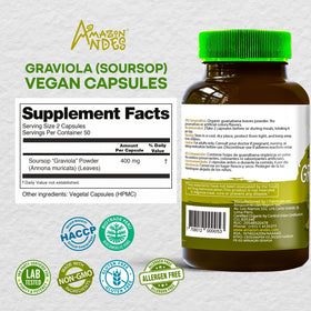Vue des capsules de Graviola 400mg en gros plan