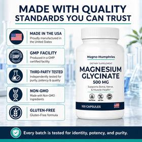 Vue des capsules de magnésium glycinate Magno-Humphries à l'intérieur du flacon