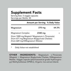 Vue des capsules de magnésium Magtein AMANDEAN sur un fond blanc