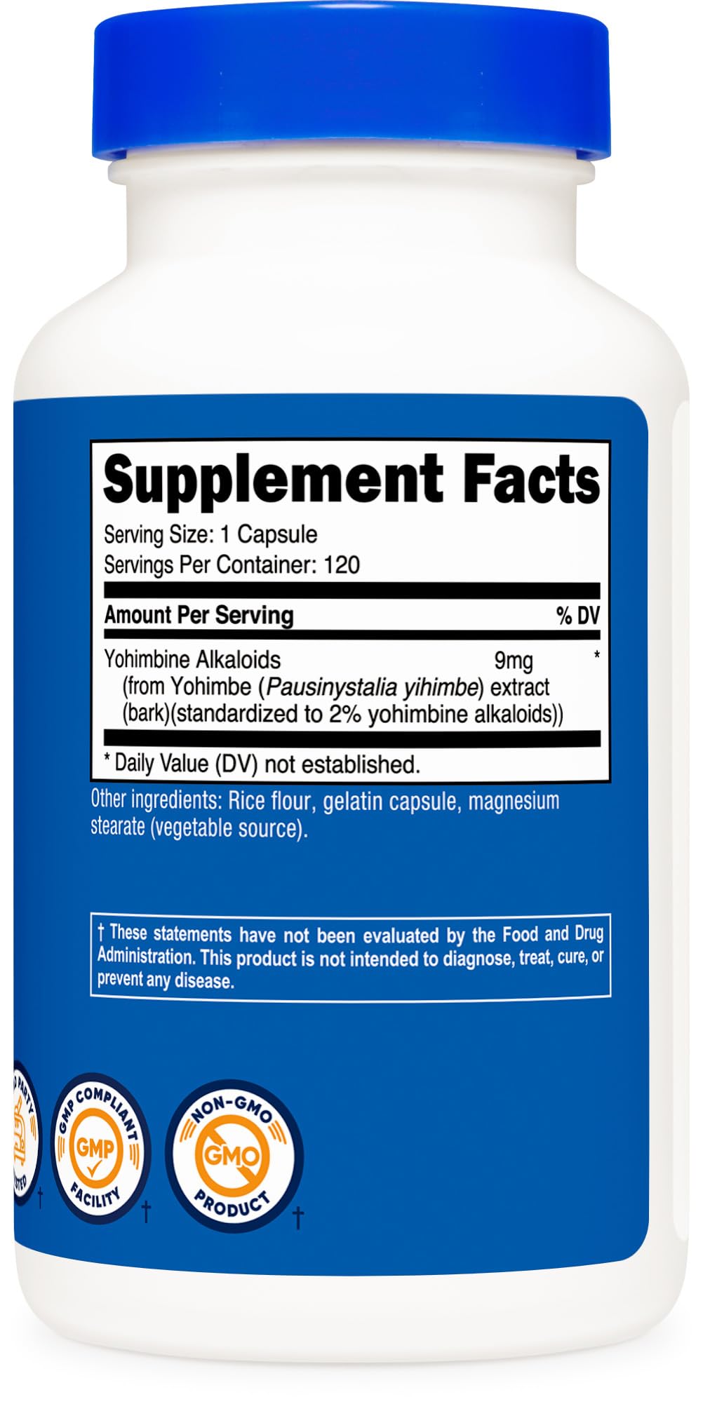 Vue des capsules de Nutricost Extrait d'Écorce de Yohimbe