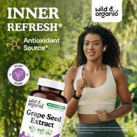 Vue des capsules de pépins de raisin Wild & Organic