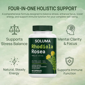 Vue des capsules de Rhodiola Rosea 400mg de linnavarv