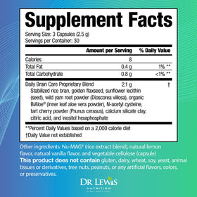Vue des capsules de soins cérébraux Dr Lewis Nutrition, format de 90 capsules