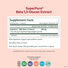 Vue des capsules de SuperPure Beta 1,3-Glucan de PURE SYNERGY