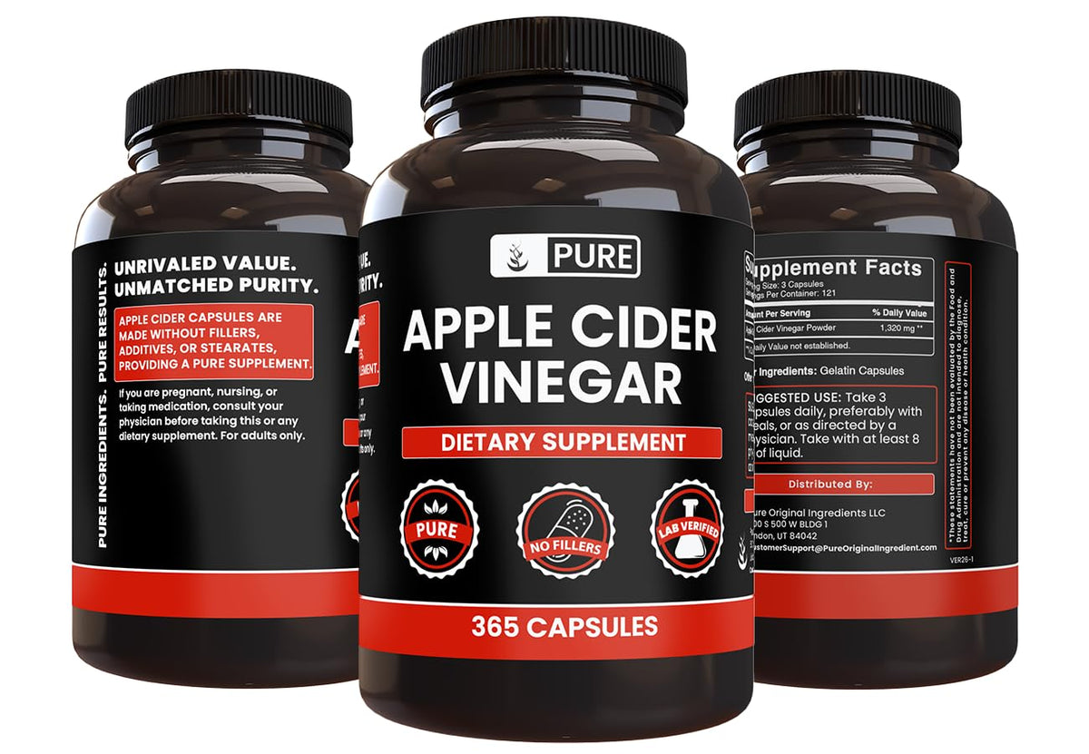 Vue des capsules de vinaigre de pomme sur une table