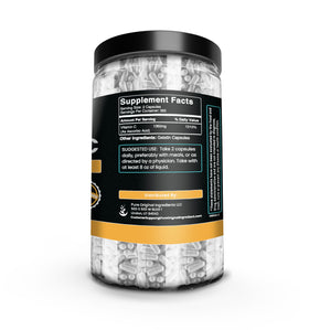 Vue des capsules de vitamine C PURE ORIGINAL INGREDIENTS