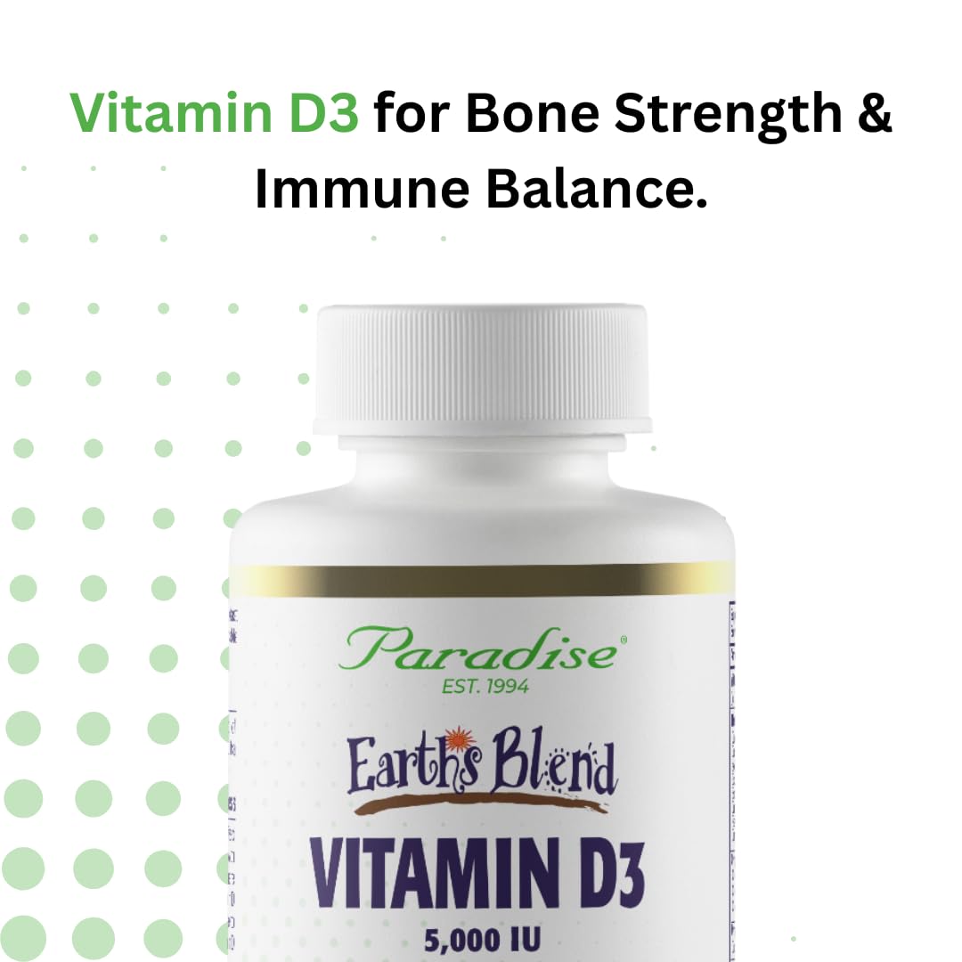 Vue des capsules de Vitamine D3 Paradise Herbs avec des herbes