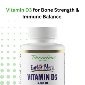 Vue des capsules de Vitamine D3 Paradise Herbs avec des herbes