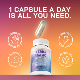 Vue des capsules de yerba mate Brainista avec un ordinateur portable