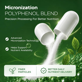Vue des capsules inGreens 25-en-1 polyphénols dans une main
