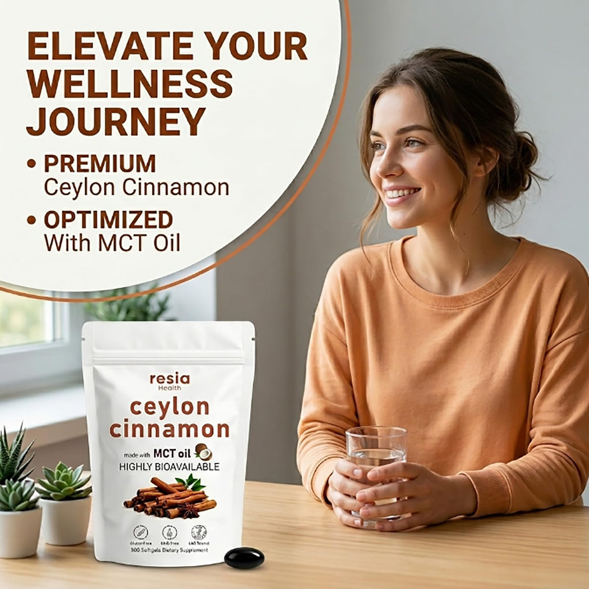 Vue des capsules molles de Ceylon Cinnamon avec Huile MCT