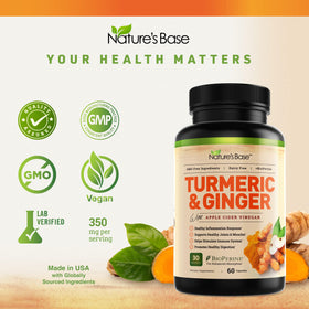 Vue des capsules Nature's Base au curcuma et gingembre
