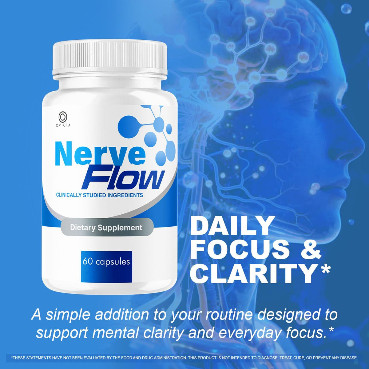 Vue des capsules Nerve Flow OVICIA dans un verre