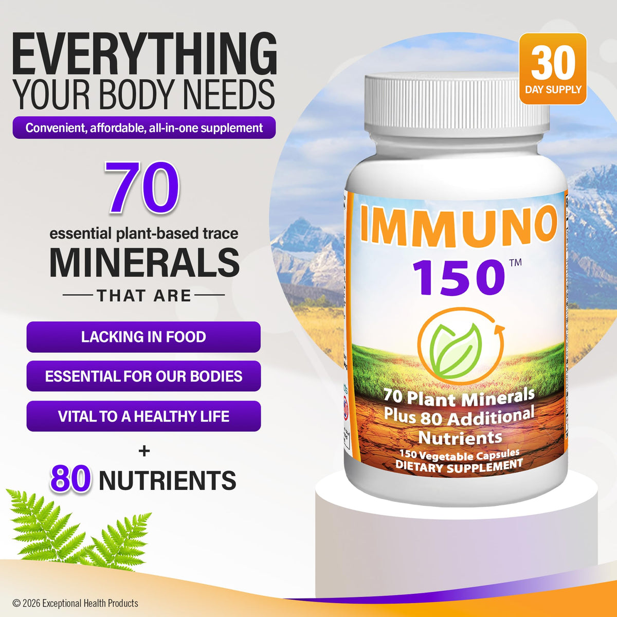Vue des capsules végétales daily wellness 150