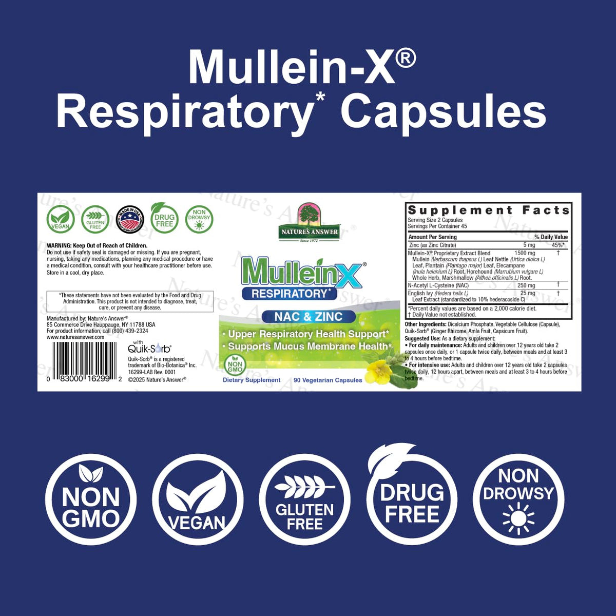 Vue des capsules végétales MulleinX® de Nature's Answer