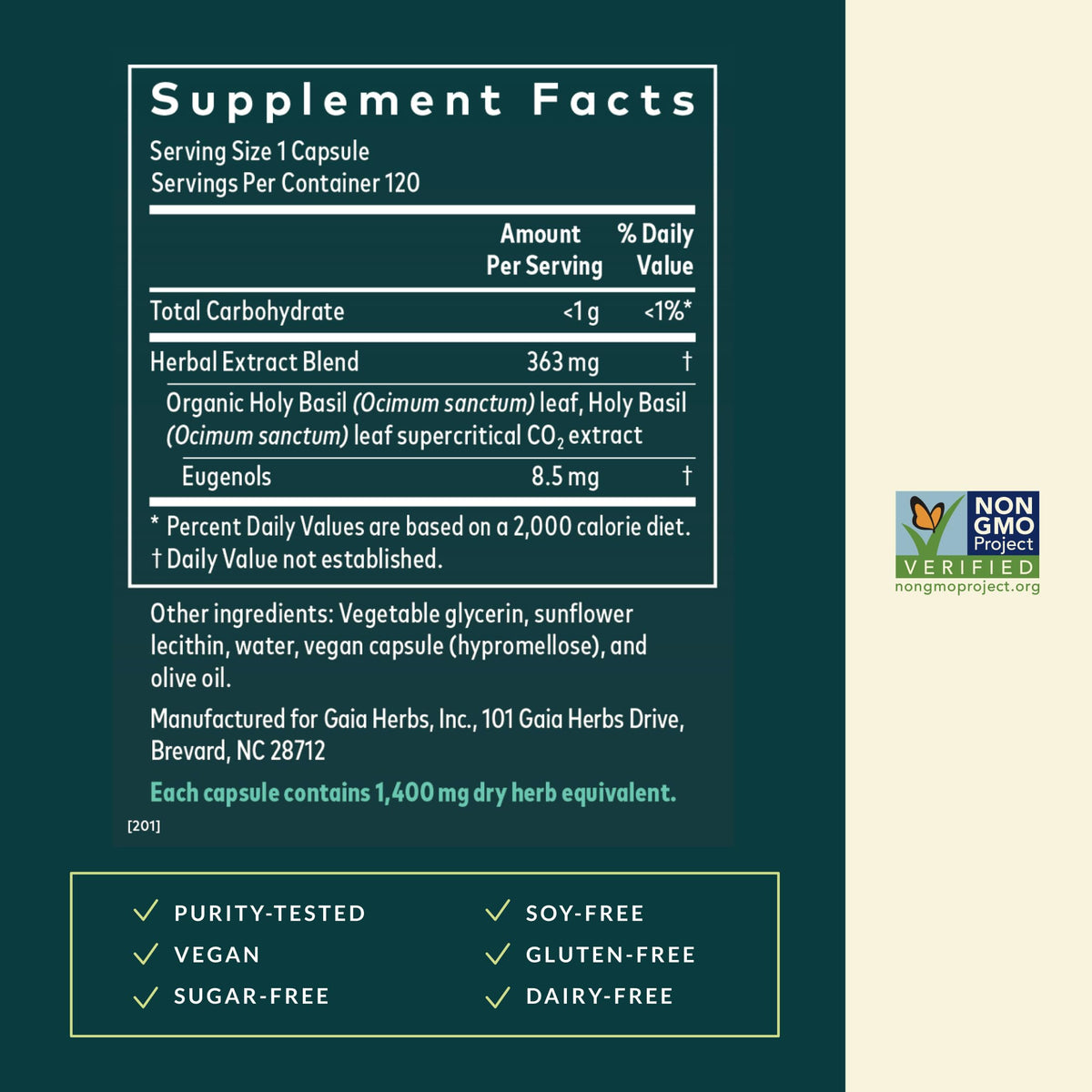 Vue des capsules végétaliennes de Gaia Herbs en gros plan