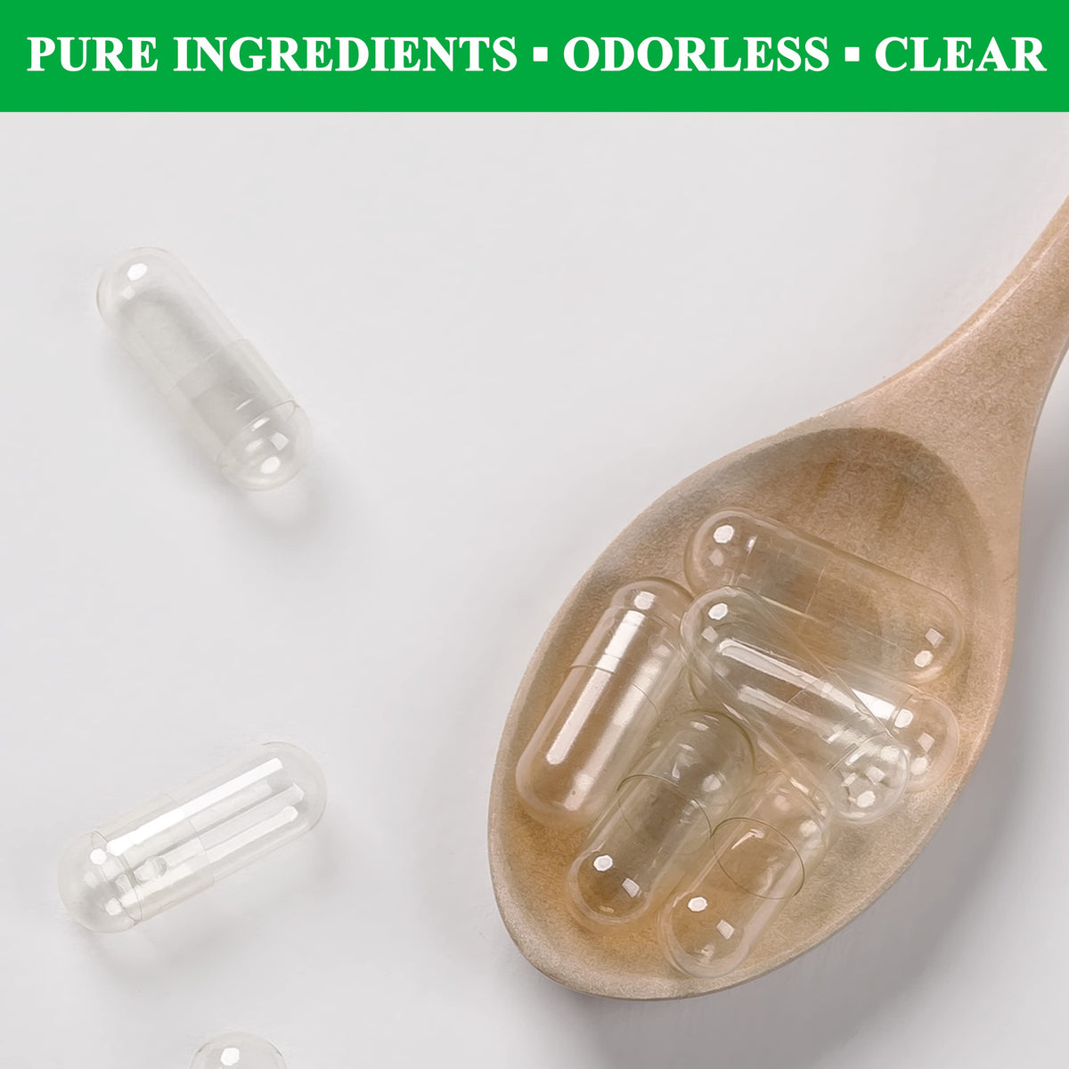 Vue des capsules vides de taille 000, transparentes