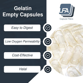 Vue des capsules vides Taille 00 en gélatine bovine de LFA