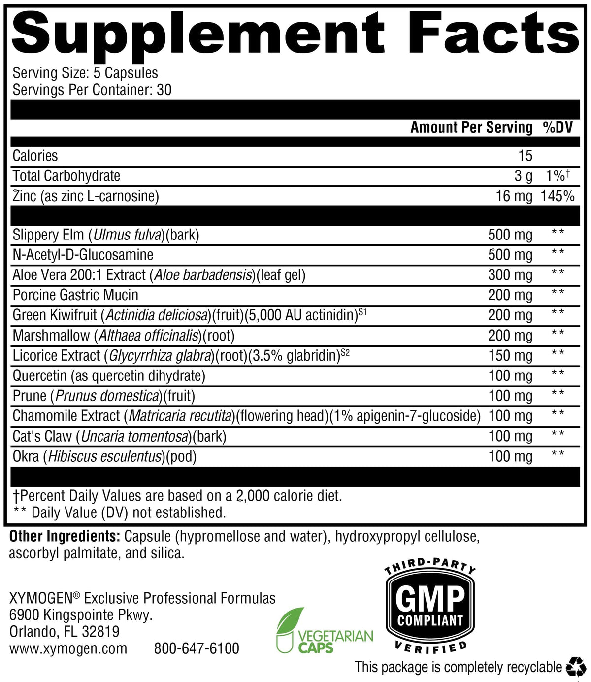 Vue des capsules XYMOGEN GI Balance