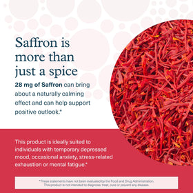 Vue des capsules Youtheory Saffron sur une table en bois