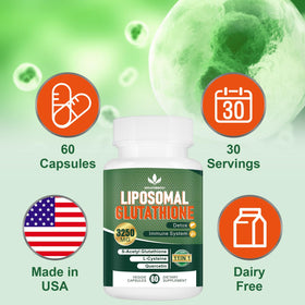 Vue des gélules de Glutathion Liposomal 3250 mg sur fond blanc