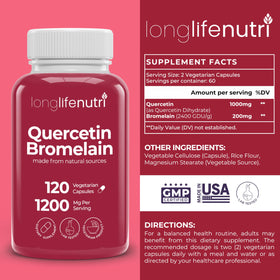 Vue des gélules de LongLifeNutri Quercetine avec Broméline sur fond blanc