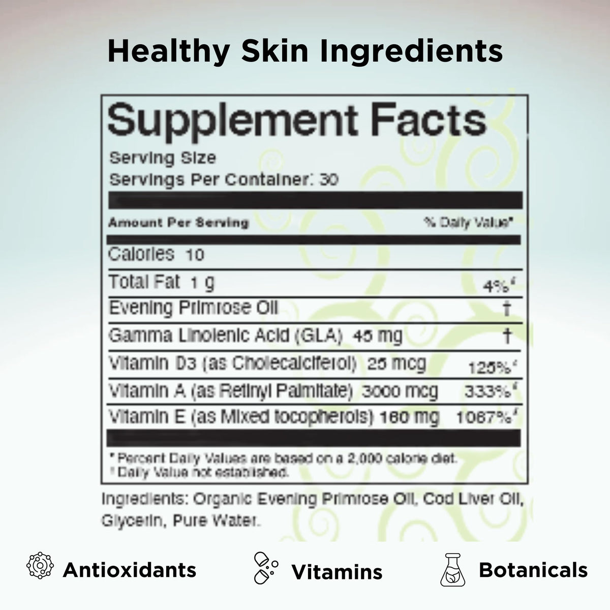 Vue des ingrédients du système de vitamines Innate Skin