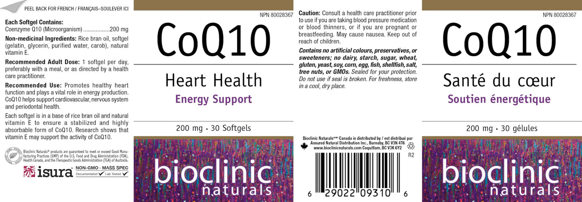 Vue des ingrédients naturels de Bioclinic Naturals CoQ10