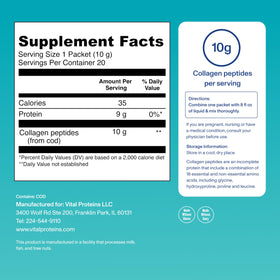 Vue des sachets de collagène marin Vital Proteins sur une table