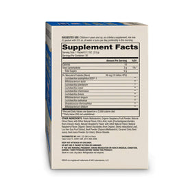 Vue des sachets de probiotiques en poudre Dr. Mercola, emballage