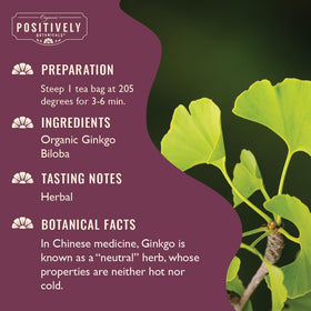Vue des sachets de thé Ginkgo Biloba dans l'emballage