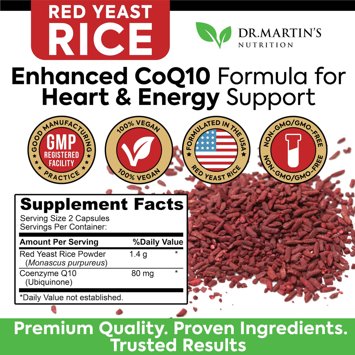 Vue détaillée de l'étiquette du complément alimentaire DR. MARTIN'S NUTRITION