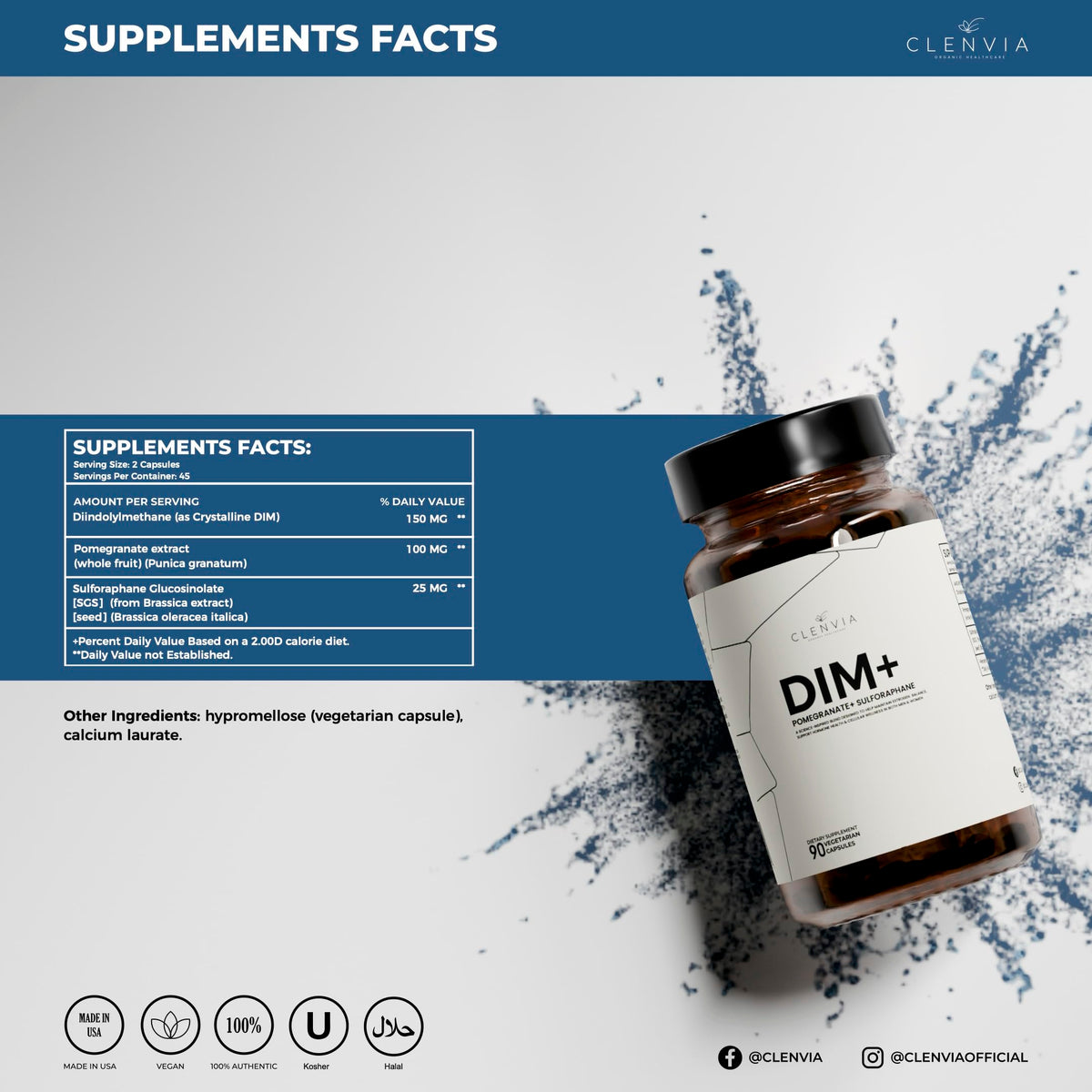 Vue du complément DIM CLENVIA avec informations nutritionnelles