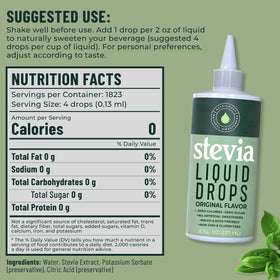Vue du dessus de la bouteille de gouttes de stevia NatriSweet