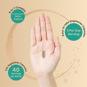 Vue du dessus de la bouteille de NatureBell Complex Liposomal NAD+