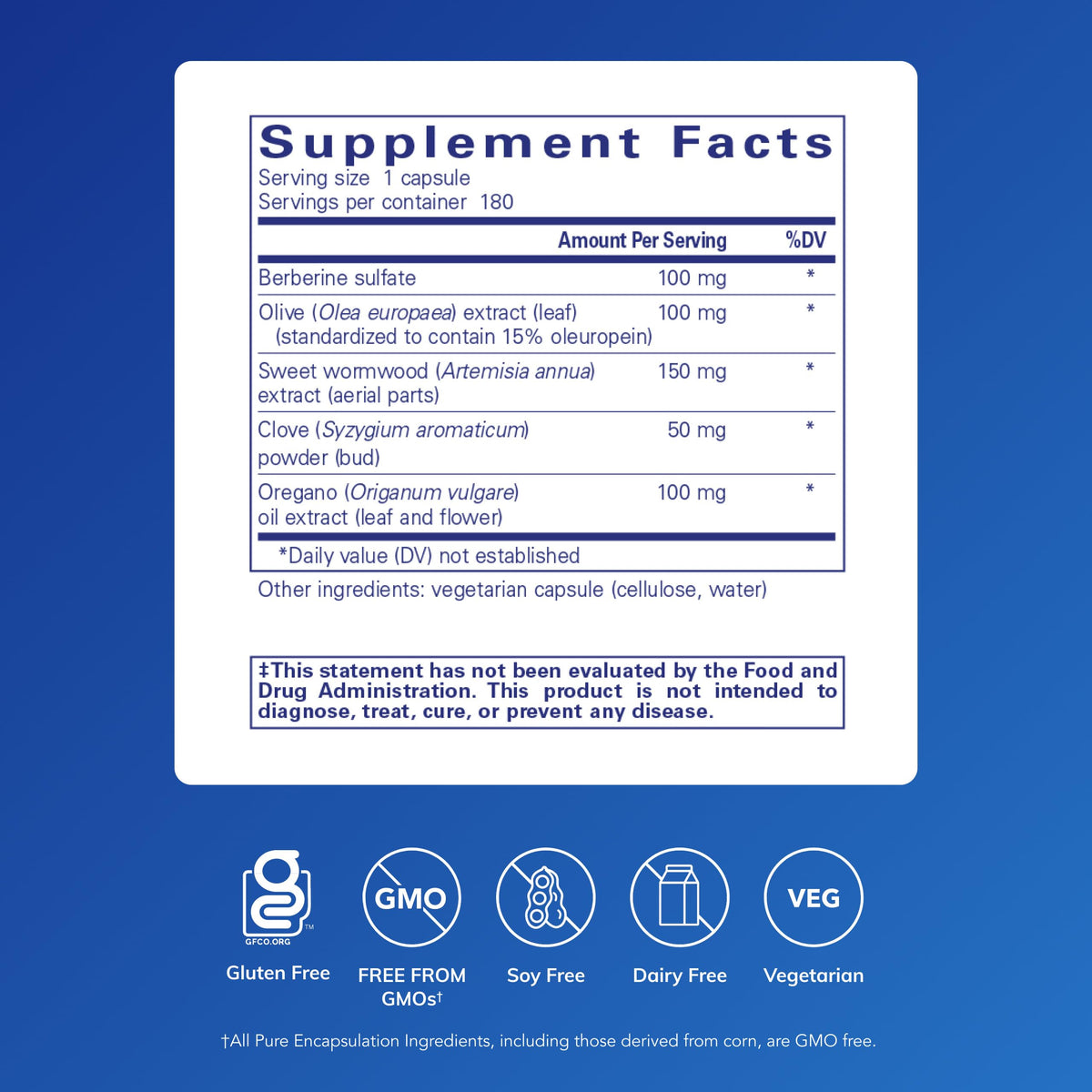 Vue du dessus de la bouteille Pure Encapsulations MicroDefense 180 Capsules