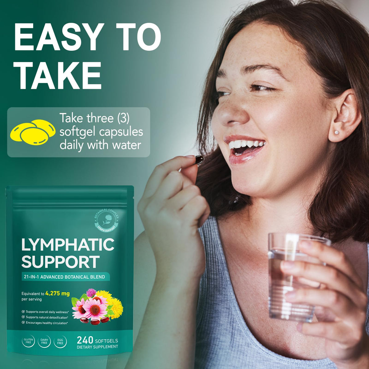Vue du dessus des gélules J&H Drainage Lymphatique dans leur packaging