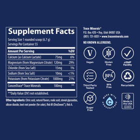 Vue du dessus du contenant de Trace Minerals Hydro Pak Keto Electrolyte