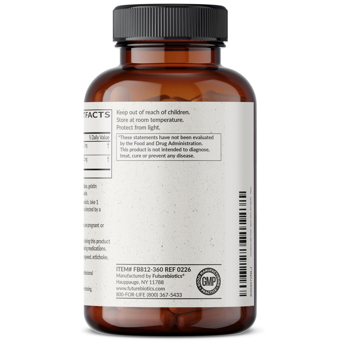 Vue du dessus du flacon Futurebiotics Chardon-Marie + Pissenlit