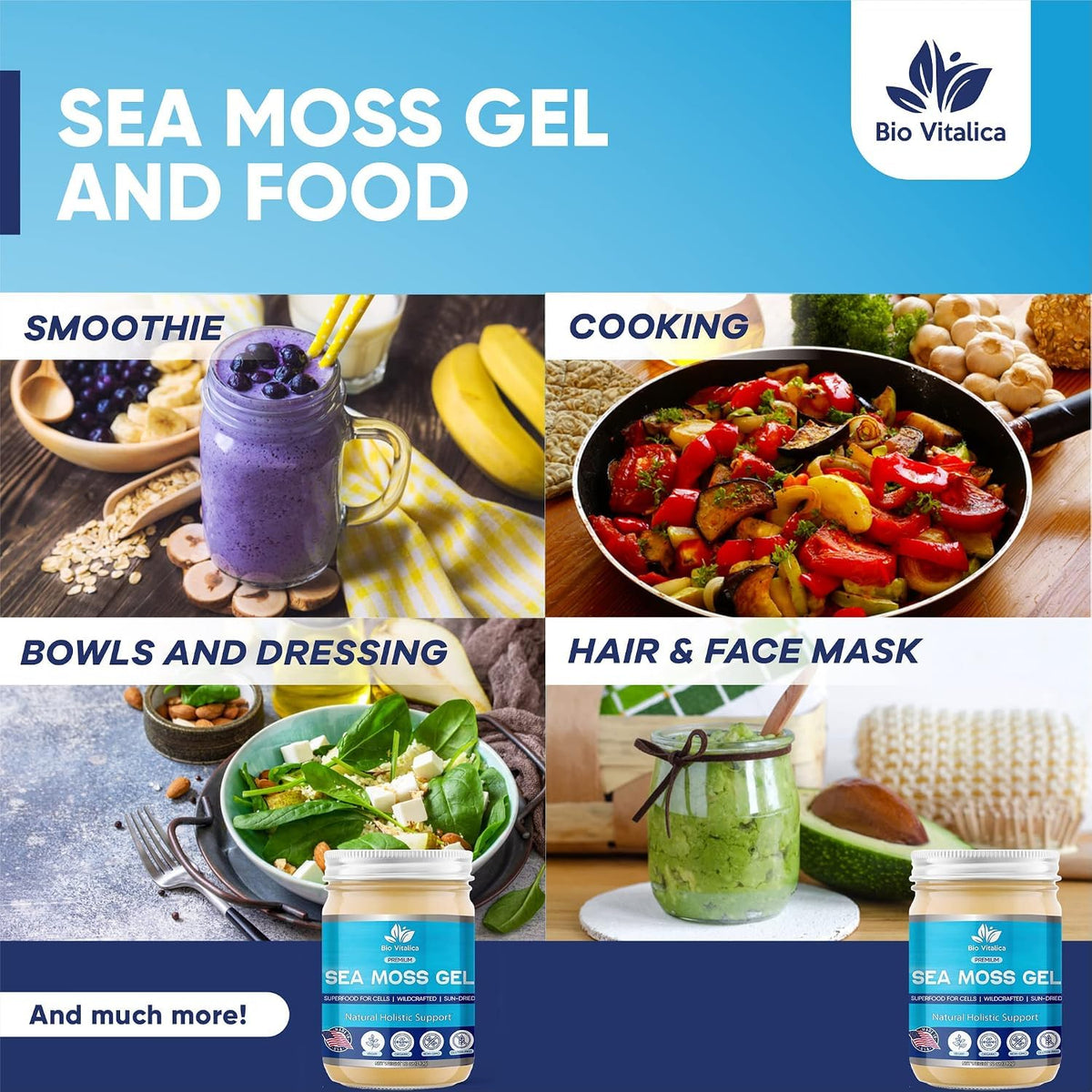 Vue du dessus du Gel de Mousse Marine Irlandaise BIO VITALICA dans un pot en verre