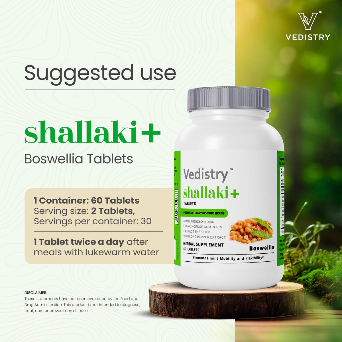 Vue du dos de l'emballage Vedistry Boswellia Serrata 700mg