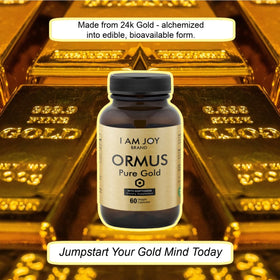 Vue du flacon de capsules Ormus Gold I Am Joy de côté