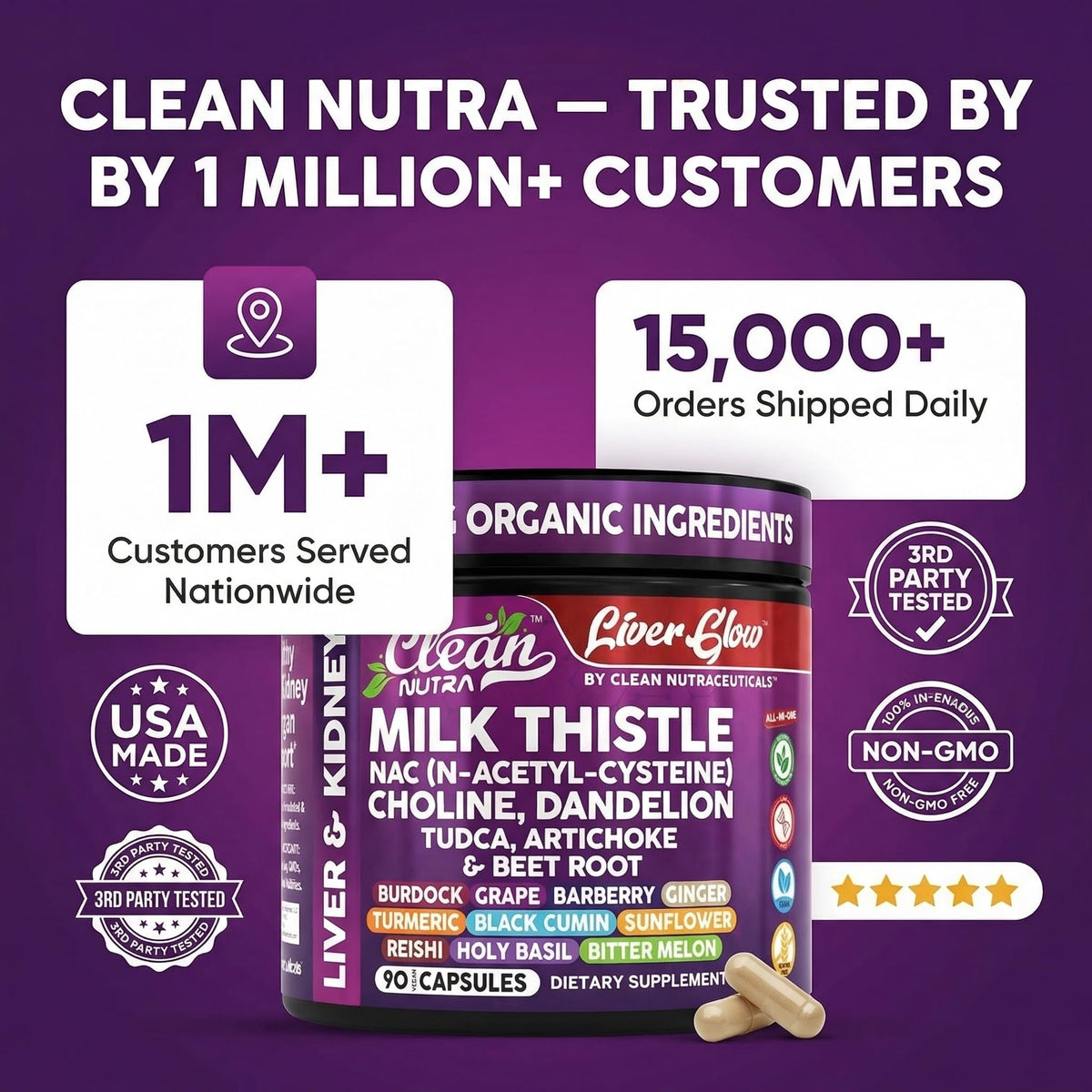 Vue du flacon de Clean Nutraceuticals Chardon-Marie sur une table