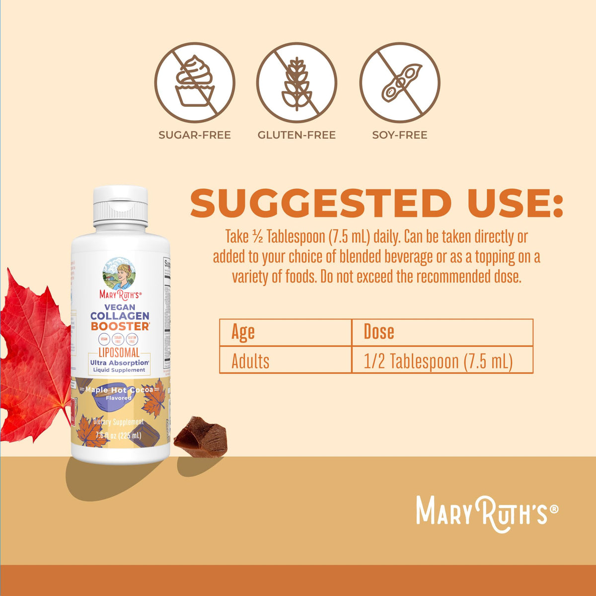 Vue du flacon de Collagène Végétal Liposomal MARYRUTH'S avec bouchon
