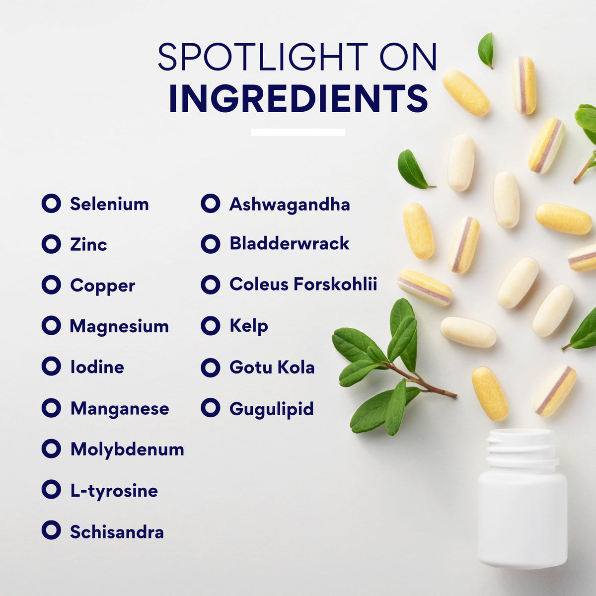 Vue du flacon de Complément Alimentaire avec capsules à côté