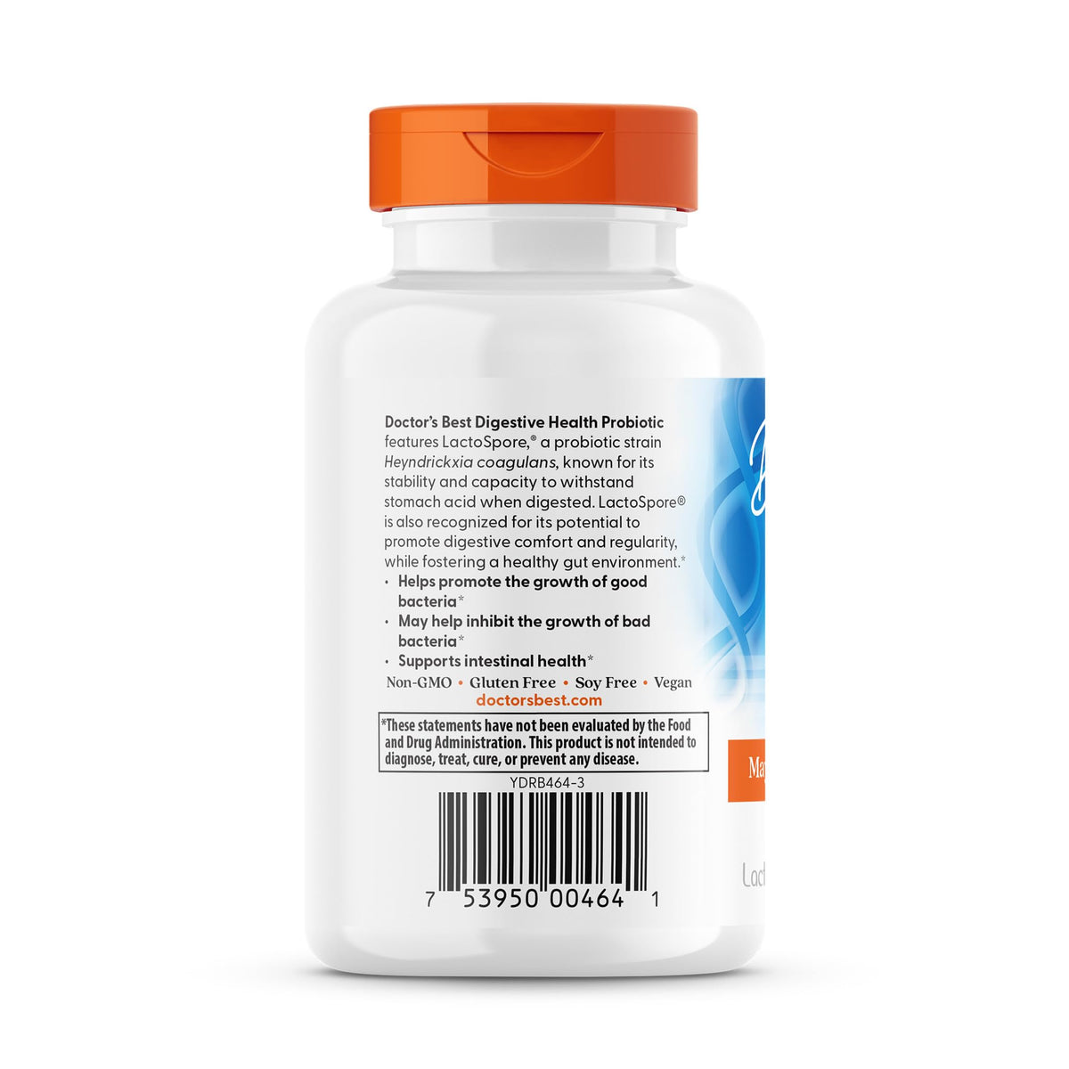 Vue du flacon de complément probiotique Doctor's BEST avec étiquette