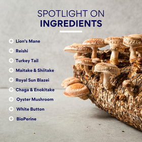 Vue du flacon de Complexe de Champignons sur une table